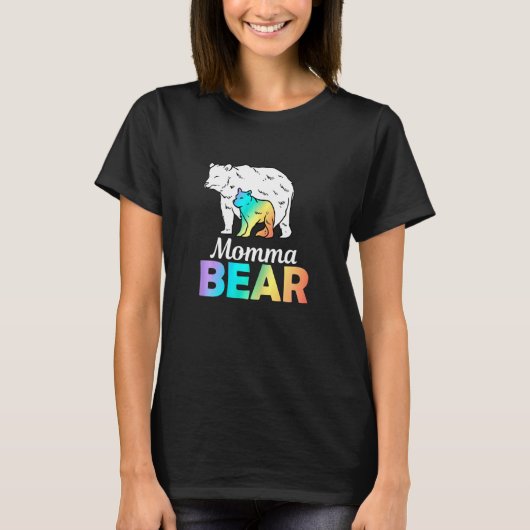 T-shirt Femmes Momma Bear Droits LGBTQ Rainbow Flag Pride (Devant)