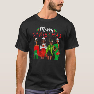 T-shirt Femmes noires de Noël Africaine Américaine Santa H