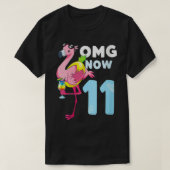 T-shirt FEMMES OMG Maintenant 11 ans Fille Flamant rose 11 (Design devant)