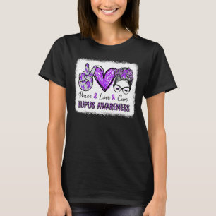 T-shirt Femmes Paix Amour Cure Messy Bun Leopard Lupus Awa