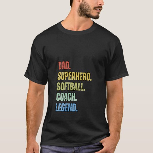 T-shirt FEMMES Papa Superhero Softball Coach Légende Funny (Devant)