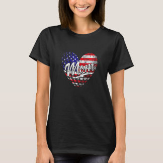 T-shirt Femmes Patriotique Américain Drapeau Coeur Golf Ma