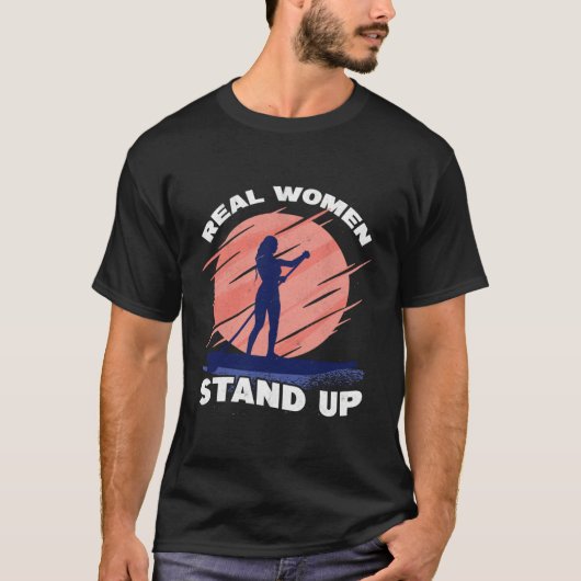 T-shirt Femmes Réelles Planche de Surf SUP Fille Ramer (Devant)