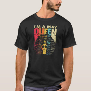 T-shirt FEMMES Rétro Anniversaire I'm A May Queen Black Hi