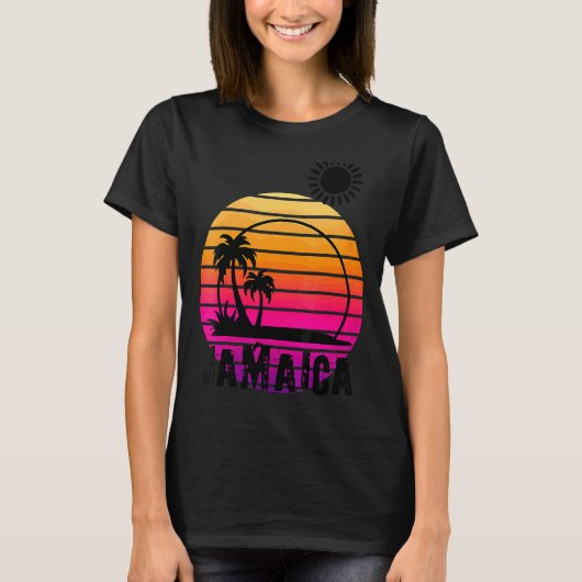 T-shirt Femmes Retro Coucher de soleil Palm Trees Plage Cr (Devant)