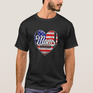T-shirt Femmes Retro Usa Drapeau Coeur Football Maman Mère