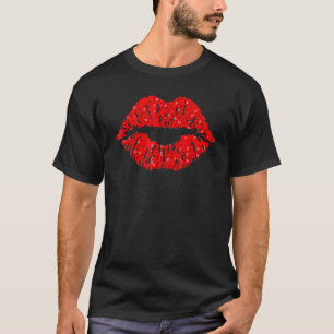T-shirt Femmes Rouge Baiser Lèvres Valentines Jour Anniver