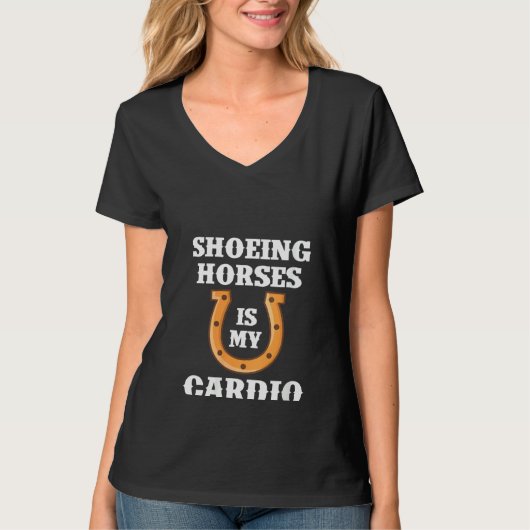 T-shirt Femmes Showings Horses Est Mon Cardio Chaussure Ch (Devant)