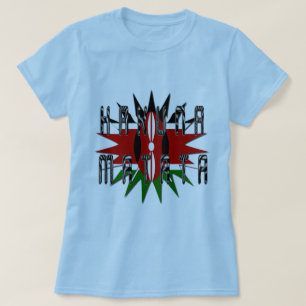 T-shirt Femmes stylées Bleu Basique Jambo Kenya Hakuna Mat