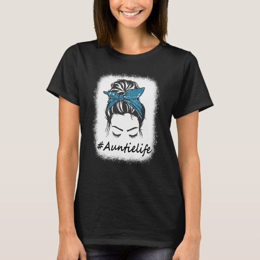 T-shirt Femmes Tante Vie Bleached Messy Bun (Devant)