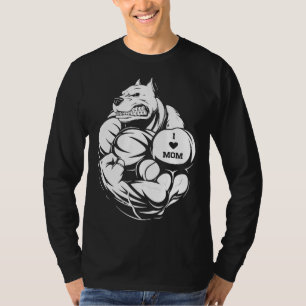 T-shirt Femmes Tatouage de taureau de chien J'aime maman