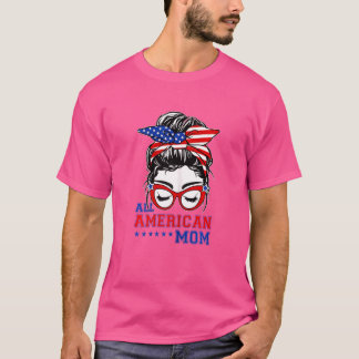 T-shirt Femmes Toutes Américaines Maman Messy Bun Femmes 4