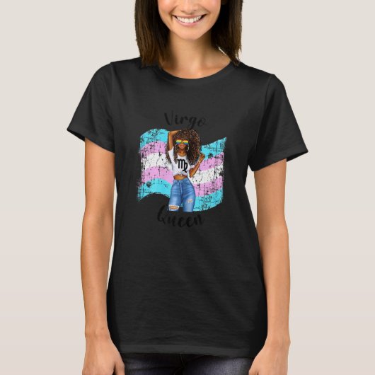 T-shirt Femmes Transgenre Virgo Queen Black Filles Filles (Devant)