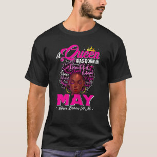 T-shirt Femmes Une Reine Est Née En Mai Reine Africaine No