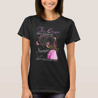 T-shirt Femmes Une Reine Est Née En Novembre Afro Girl Hap