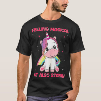 T-shirt Femmes Unicorne Se Sent Magique Mais Aussi Stabili