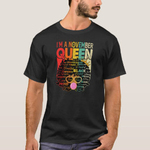 T-shirt Femmes Vintage Melanin Afro Novembre Queen Black H