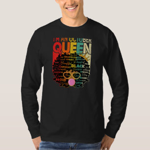 T-shirt Femmes Vintage Melanin Afro Octobre Queen Black H