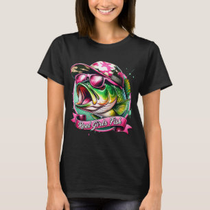 T-shirt Femmes Vintage Poisson Dame Pêche Pêcheur Bass F