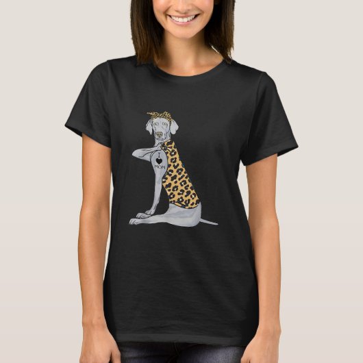T-shirt Femmes Weimaraner Chien Tatouage J'aime maman  (Devant)