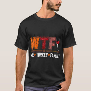 T-shirt Femmes Wtf Vin Turquie Famille Sequin Fun Thanksgi