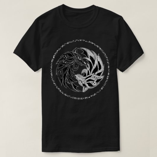 T-shirt Femmes yin yang Wolves Wolf Wolf, yinyang Tai Chi, (Design devant)