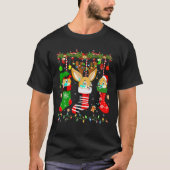T-shirt Fennec Fox Dans Chaussettes De Noël Lumières Fenne (Devant)