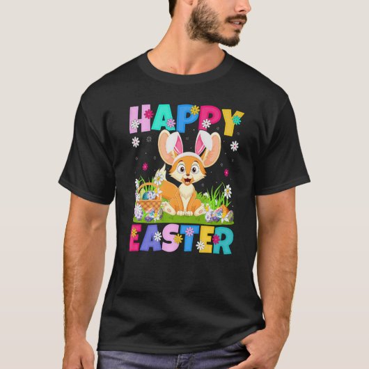 T-shirt Fennec Fox Happy Pâques Bunny Fennec Fox Pâques S (Devant)