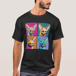 T-shirt Fennec Fox Pop Illustration Animal Colorful Femmes