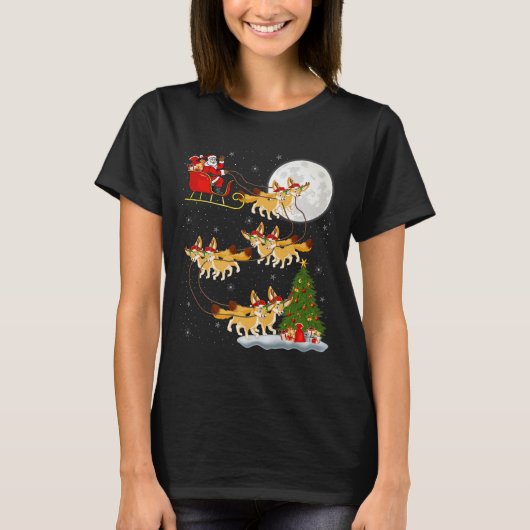 T-shirt Fennec Fox Santa Sleigh Flying Funny Magical Chris (Devant)
