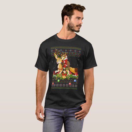 T-shirt Fennec Fox Ugly Santa Riding Fennec Fox Christma (Devant entier)
