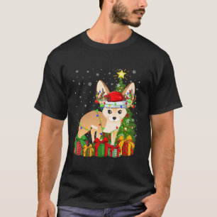 T-shirt Fennec Fox Xmas Tree Lighting Santa Hat Fennec Fox