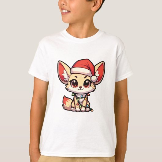 T-shirt Fennec Joyeux Noël Animaux d'hiver mignons Fennecs (Devant)
