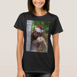T-shirt Fente animal de Noël portant le chapeau du Père No