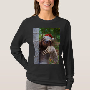 T-shirt Fente animal de Noël portant le chapeau du Père No
