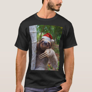 T-shirt Fente animal de Noël portant le chapeau du Père No