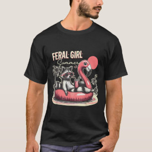 T-shirt Feral Girl été drôle mème Feral Raccoon été