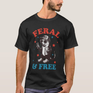T-shirt Féral & Libre Drôle Opossum Patriotique Féral Et L