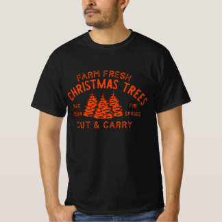 T-shirt Ferme Arbres de Noël frais, Arbre de Noël, Rétro