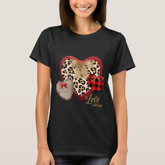 T-shirt Ferme Coeurs inspirés Plaid Cheetah Burlap (Devant)