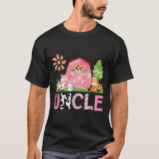 T-shirt Ferme d'animaux rose oncle anniversaire enfants te