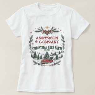 T-shirt Ferme de sapins de Noël au nom de famille personna