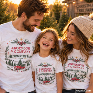 T-shirt Ferme de sapins de Noël au nom de famille personna