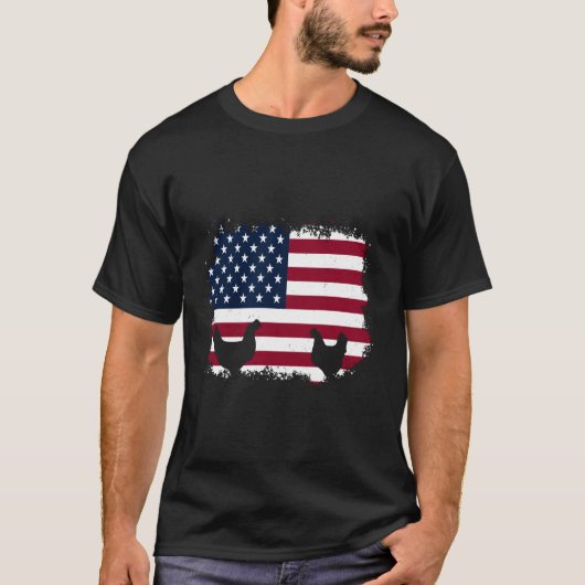 T-shirt Ferme Patriotique 14 Juillet Poulets Drapeau Améri (Devant)
