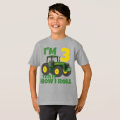 T-shirt Ferme Tracteur vert 3e fête d'anniversaire Farmer (Devant entier)