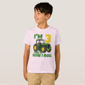 T-shirt Ferme Tracteur vert 3e fête d'anniversaire Farmer  (Devant entier)