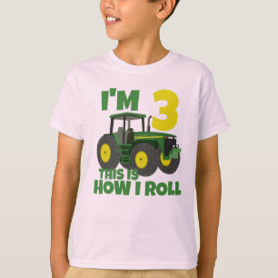 T-shirt Ferme Tracteur vert 3e fête d'anniversaire Farmer 