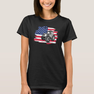 T-shirt Ferme Tracteurs Usa Drapeau American Patriotique A