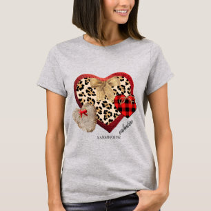 T-shirt Ferme Valentine Coeurs Plaid Cheetah Burlap