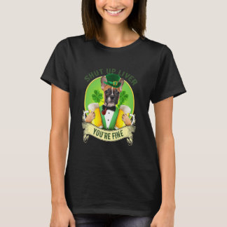 T-shirt Fermer le foie French bulldog avec la bière St pat
